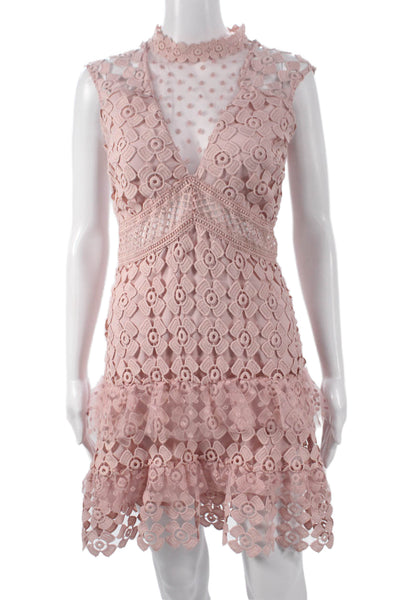 Romeo & Juliet Women Fit & Flare Dress Pink Sleeveless Mock Neck Size S