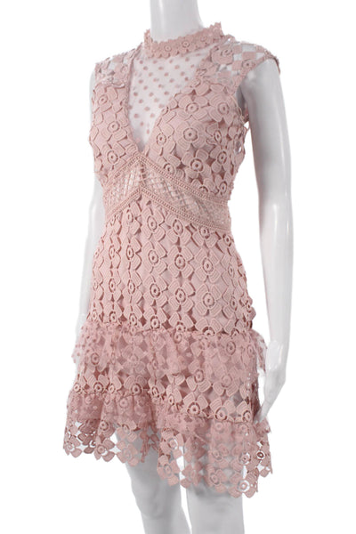 Romeo & Juliet Women Fit & Flare Dress Pink Sleeveless Mock Neck Size S