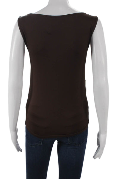 Zara Women Basic Floral Boat Neck Sleeveless Tank Brown Size M