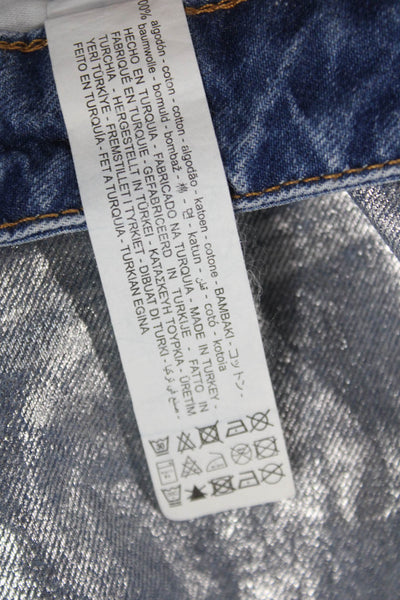 Zara Women Straight Blue Cotton Jeans Size 6