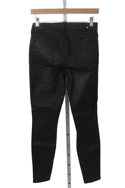 7 For All Mankind Womens Skinny Black Jeans Cotton Size 26