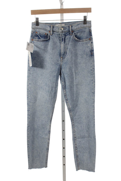 Grlfrnd Women Blue Mid Rise Straight Jeans Size 26