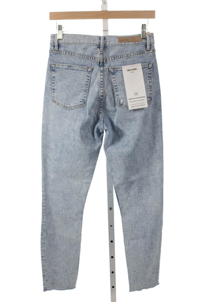 Grlfrnd Women Blue Mid Rise Straight Jeans Size 26
