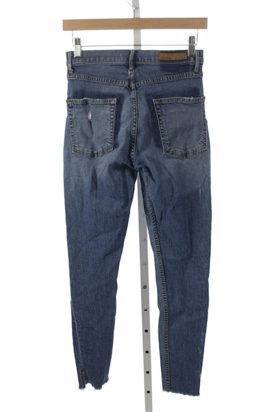 Grlfrnd Womens Skinny Jeans Blue Cotton High Rise Size 26