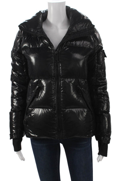 SAM New York Women Black Puffer Jacket 100% Nylon Zip Long Sleeve Size S