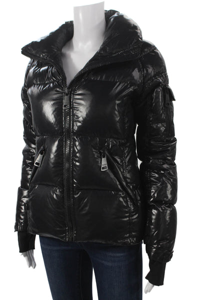 SAM New York Women Black Puffer Jacket 100% Nylon Zip Long Sleeve Size S