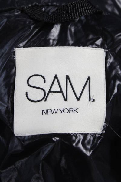 SAM New York Women Black Puffer Jacket 100% Nylon Zip Long Sleeve Size S