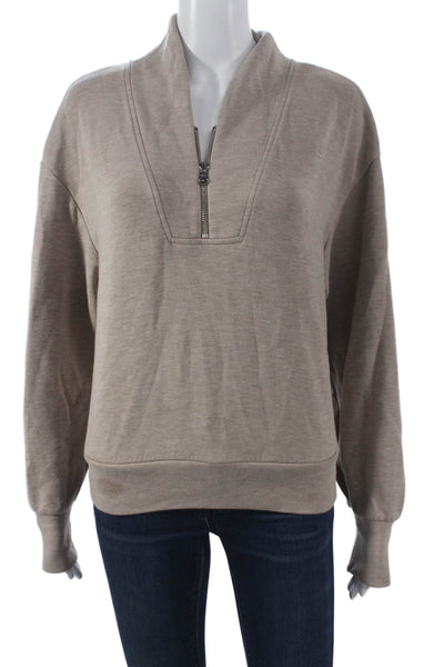 Varley Women High Neck Zip Pullover Beige Size S