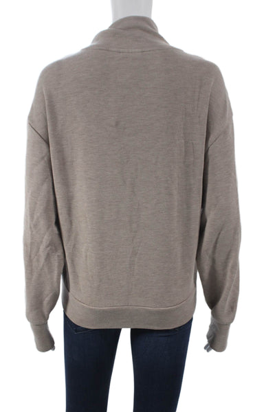Varley Women High Neck Zip Pullover Beige Size S