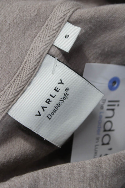 Varley Women High Neck Zip Pullover Beige Size S