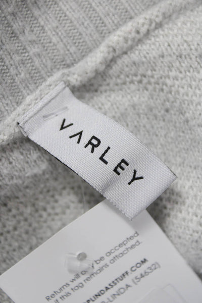 Varley Womens V-Neck Animal Print Pullover Gray Merino Wool Long Sleeve Size S
