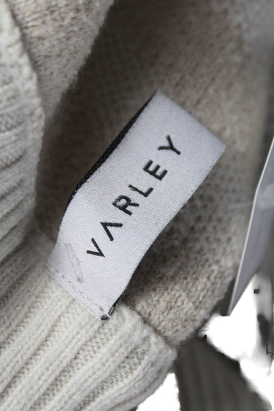 Varley Women Beige Animal Print Collared Merino Cardigan Long Sleeve Size S