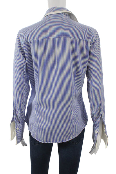 Brooks Brothers Women Collared Striped Cotton Button-Up Long Sleeve Blue Size 4