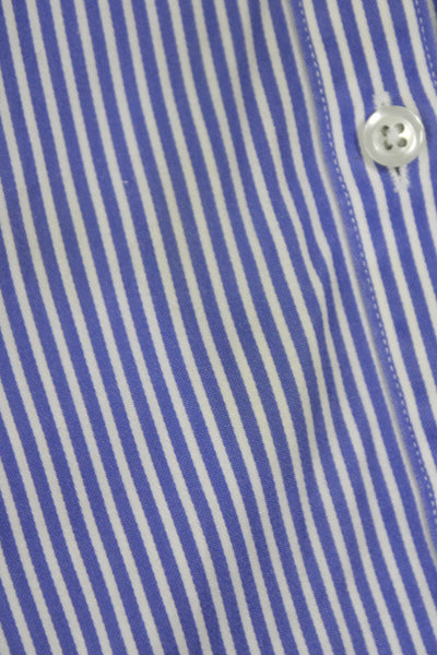 Brooks Brothers Women Collared Striped Cotton Button-Up Long Sleeve Blue Size 4