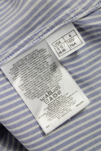 Brooks Brothers Women Collared Striped Cotton Button-Up Long Sleeve Blue Size 4