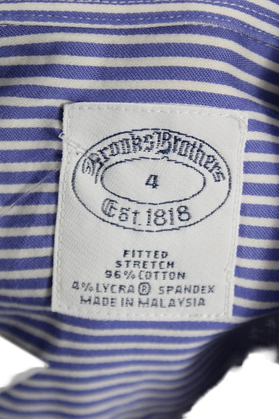 Brooks Brothers Women Collared Striped Cotton Button-Up Long Sleeve Blue Size 4