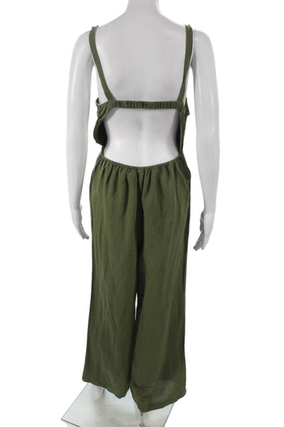 Anthropologie Women Green Sleeveless Square Neck Jumpsuit Size XS
