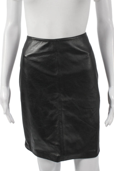 Wilsons Leather Women Black Leather Pencil Mini Skirt Zip Fall Size 8