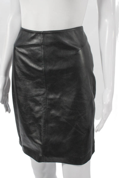 Wilsons Leather Women Black Leather Pencil Mini Skirt Zip Fall Size 8