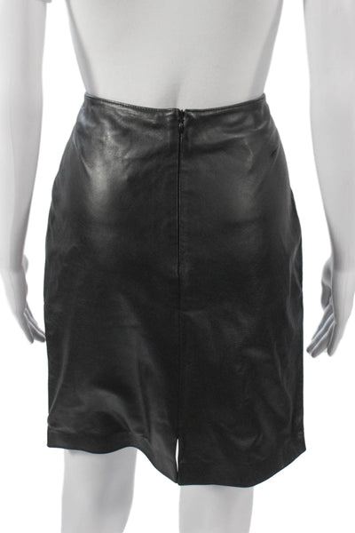 Wilsons Leather Women Black Leather Pencil Mini Skirt Zip Fall Size 8