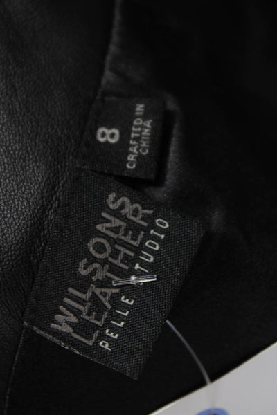 Wilsons Leather Women Black Leather Pencil Mini Skirt Zip Fall Size 8