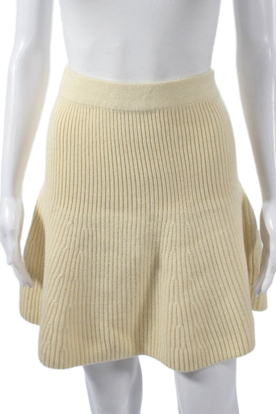 Zara Women A-Line Ivory Acrylic Knee Length Skirt Size L