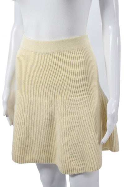 Zara Women A-Line Ivory Acrylic Knee Length Skirt Size L