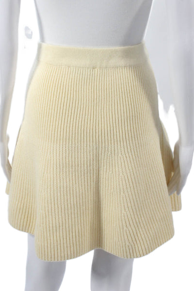 Zara Women A-Line Ivory Acrylic Knee Length Skirt Size L