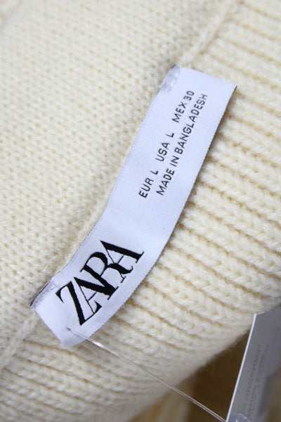 Zara Women A-Line Ivory Acrylic Knee Length Skirt Size L