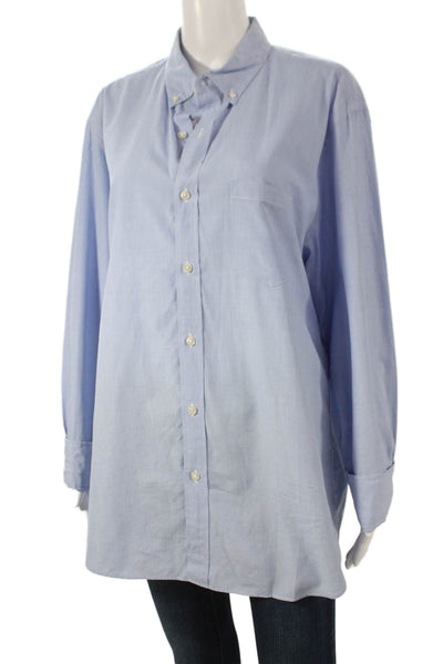 J Crew Womens Blue Cotton Collared Long Sleeve Basic Button-Up Size L