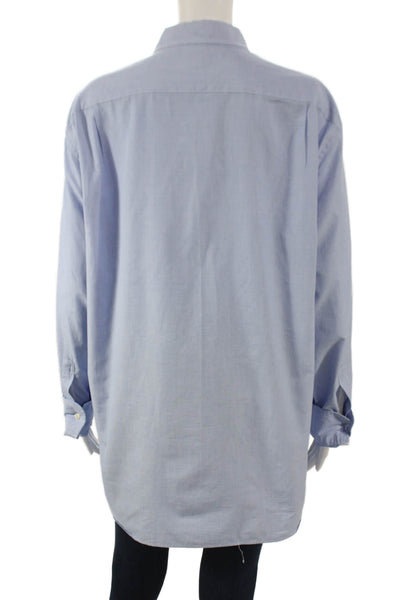J Crew Womens Blue Cotton Collared Long Sleeve Basic Button-Up Size L