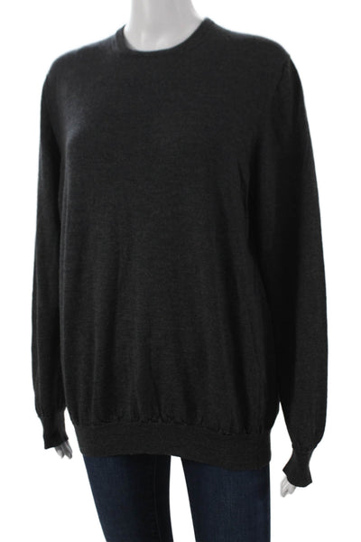 Barneys New York Mens Pullover Sweater Gray Virgin Wool Size 2XL
