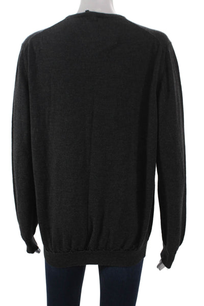 Barneys New York Mens Pullover Sweater Gray Virgin Wool Size 2XL