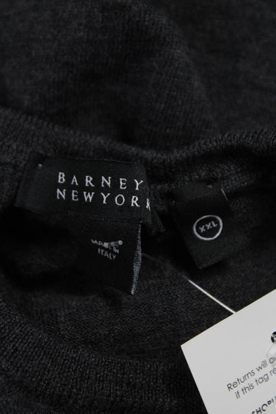 Barneys New York Mens Pullover Sweater Gray Virgin Wool Size 2XL