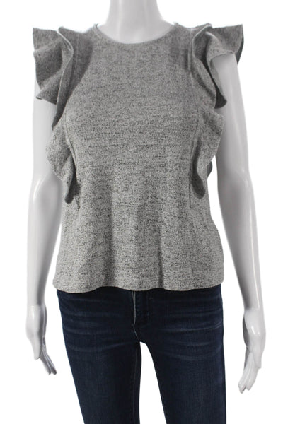 McGuire Women Basic Gray Button Blouse Sleeveless Round Neck Size XS