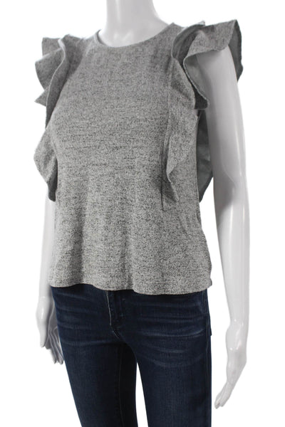 McGuire Women Basic Gray Button Blouse Sleeveless Round Neck Size XS
