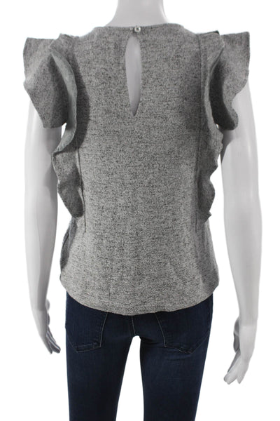 McGuire Women Basic Gray Button Blouse Sleeveless Round Neck Size XS
