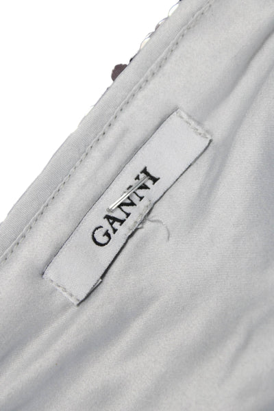 Ganni Women Sleeveless Camisole Silver Polyester Square Neck Pullover Size 36