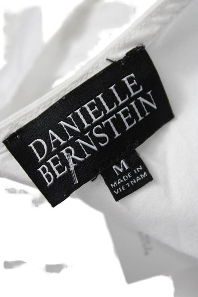 Danielle Bernstein Women Tunic Blouse White Round Neck Short Sleeve Size M