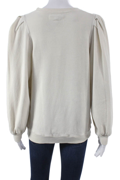 The Great Womens Pullover Sweatshirt Ivory Cotton Crew Neck Long Sleeve Size 1