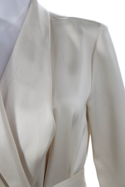 AYR Women Kimono Ivory Tie Collared Long Sleeve Triacetate Size XS