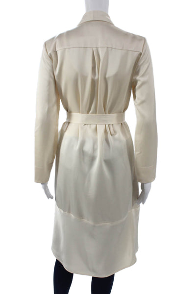 AYR Women Kimono Ivory Tie Collared Long Sleeve Triacetate Size XS
