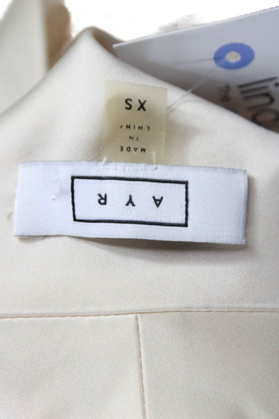 AYR Women Kimono Ivory Tie Collared Long Sleeve Triacetate Size XS