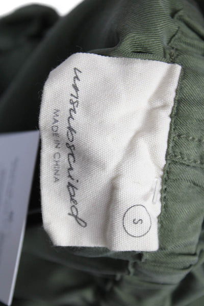 Unsubscribed Womens Paperbag Shorts Green Silk Button Size S