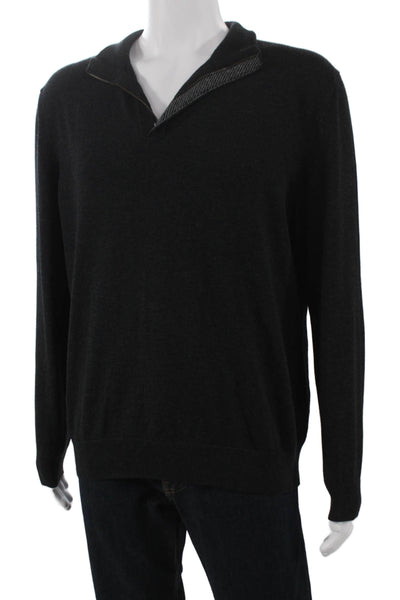 Boss Hugo Boss Mens Gray Cotton Wool Pullover Sweater Long Sleeve Size XL