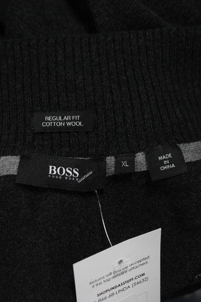 Boss Hugo Boss Mens Gray Cotton Wool Pullover Sweater Long Sleeve Size XL