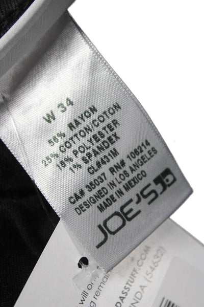 Joes Mens Straight Jeans Black Button Viscose Size 34