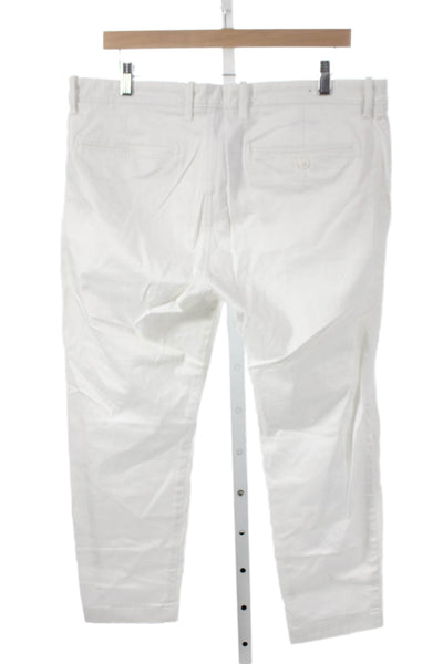 J Crew Mens Chino Pants White Cotton Blend Button Closure Size 35