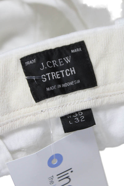 J Crew Mens Chino Pants White Cotton Blend Button Closure Size 35