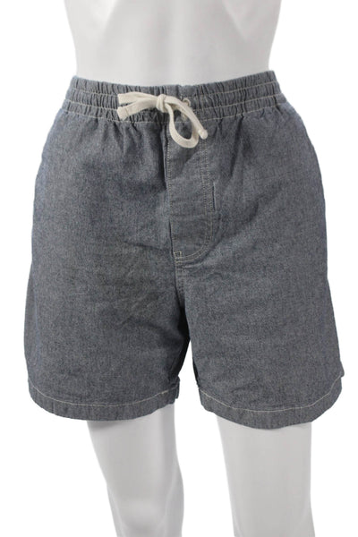 J Crew Mens Chino Shorts Blue Cotton Drawstring Solid Spring Size L